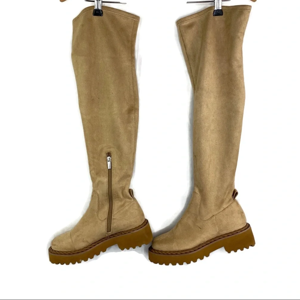 Vince Camuto Over The Knee Melleya Boot Rubber Sole tortilla Color size 6.5